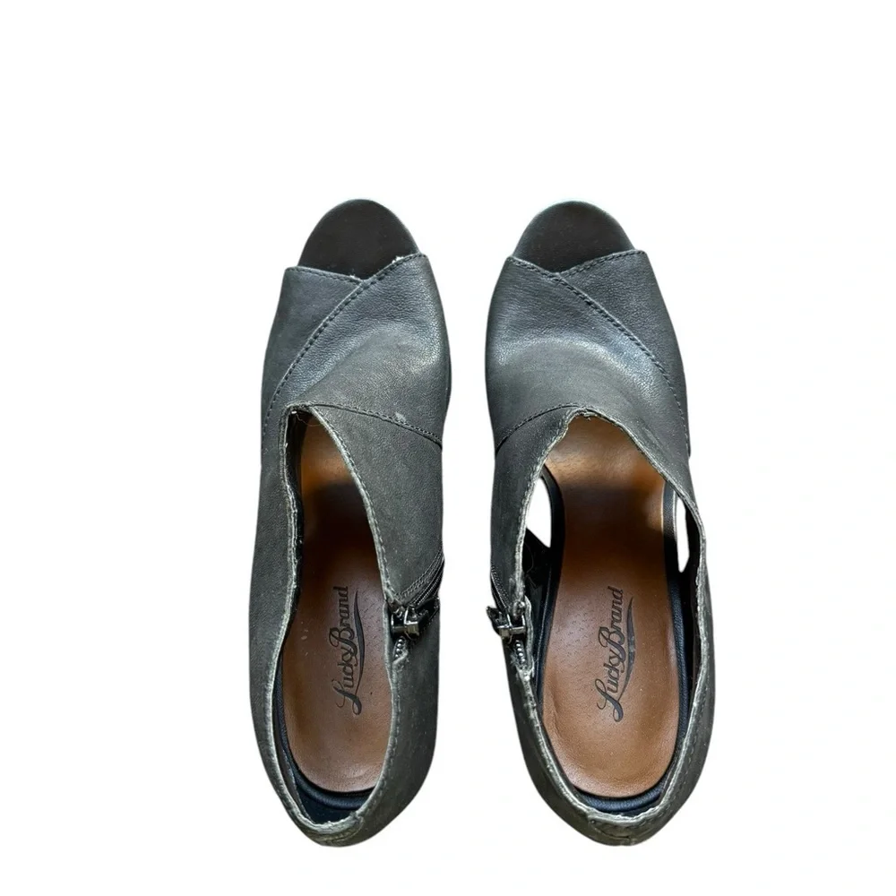 Lucky Brand Black Leather Wood Platform Shoes